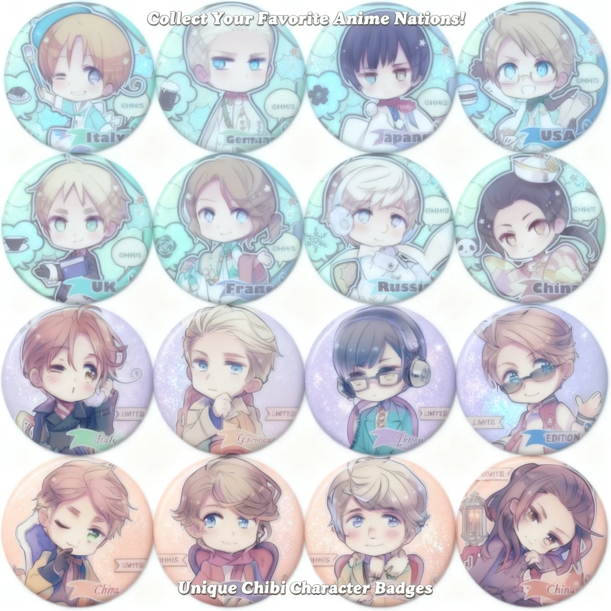

Набор металлических значков-брошей по аниме Hetalia Axis Powers, коллекционные товары, аксессуары для косплея, подарочный набор, лимитированная серия, в наличии