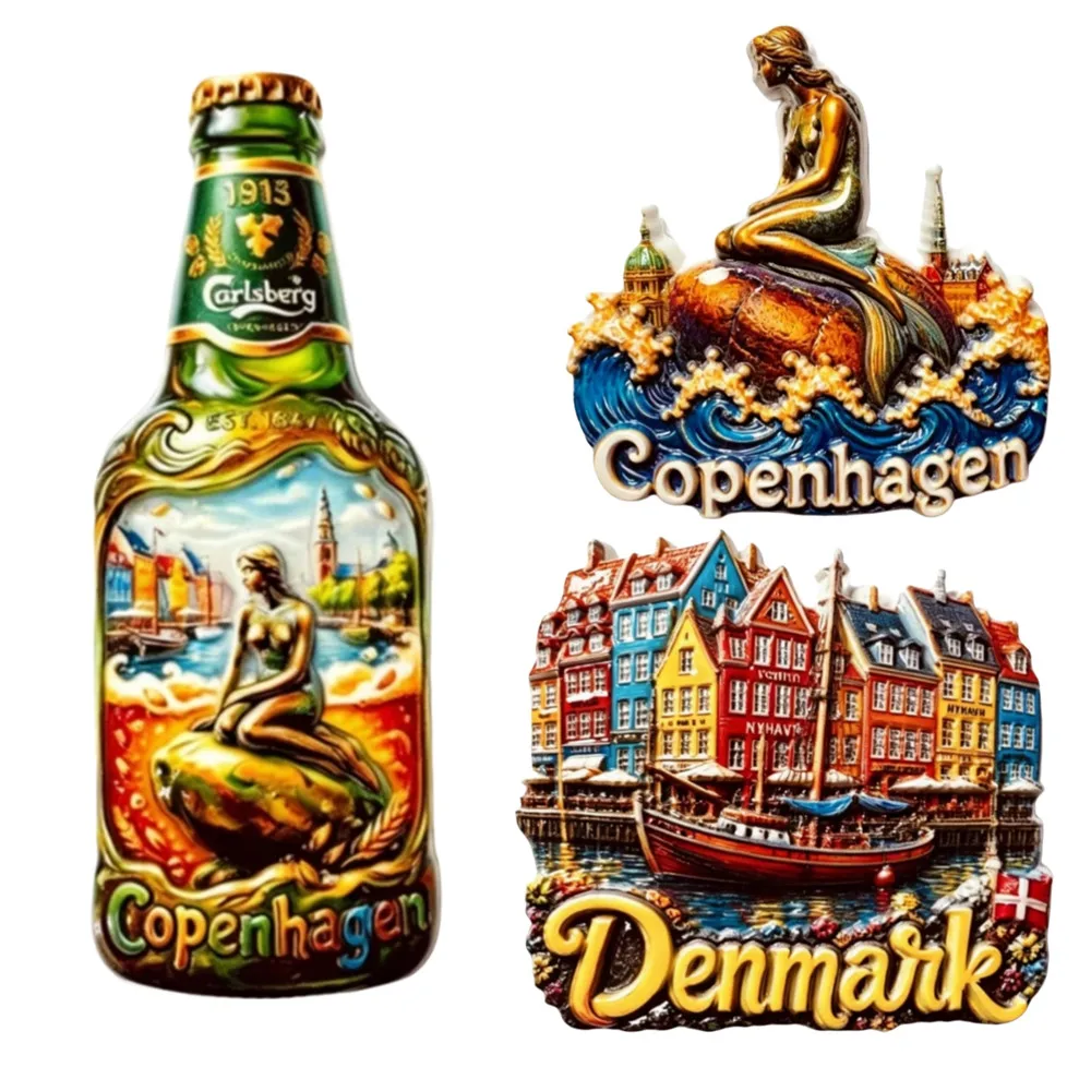 Europe  Denmark  3D Fridge Magnets Tourism Souvenir Refrigerator Magnets Sticker