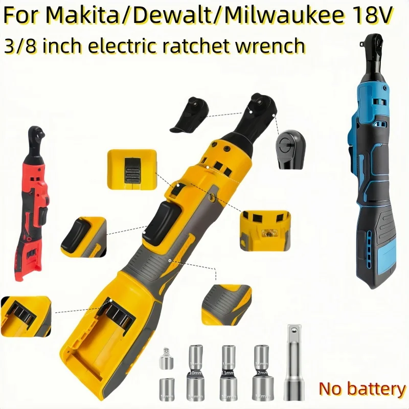 

Новый электрический ключ с трещоткой 3/8 дюйма для аккумулятора Makita/Dewalt/Milwaukee 18 В для отвертки для снятия гаек со светодиодной подсветкой