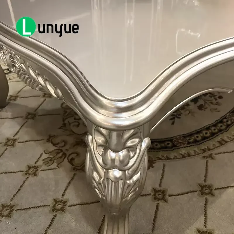 Luxury European Hand Carved Solid Wood Rectangular Coffee Table High End Villa Hotel Living Room Home Decoration Central Area