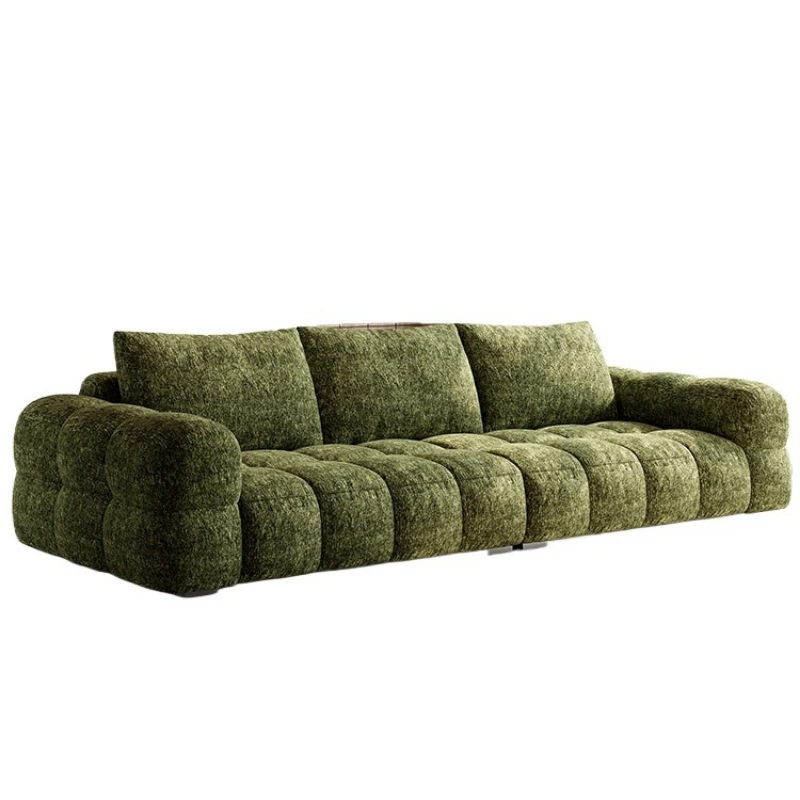 

Modern minimalist, dark green fabric sofa