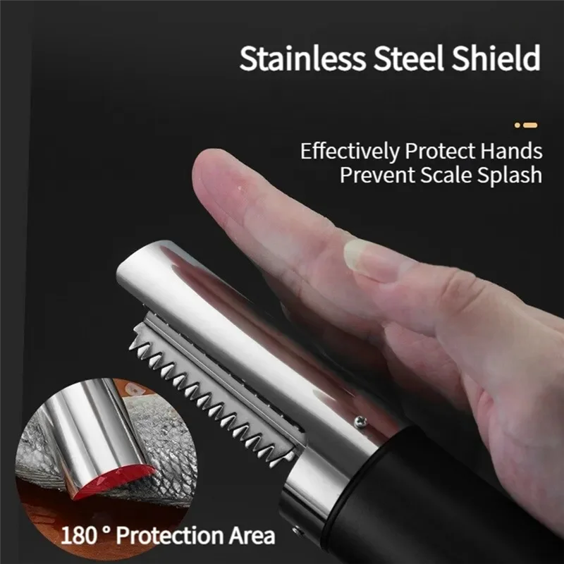 

AED4-Wireless Portable Electric Fish Scaler USB Charging Fish Scale Planer Fish Cleaner Scraper Seafood Knife Tools Kitchen
