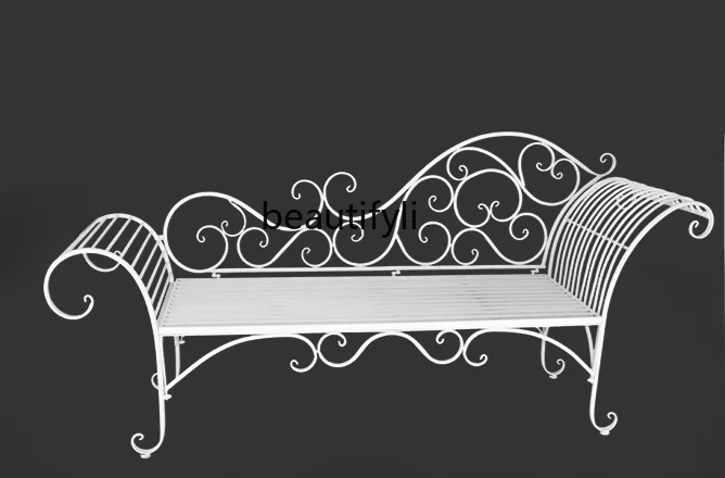 European-Style Wrought Iron Chaise Longue Modern Minimalist Couch Pastoral Recliner Wedding Props Wedding Photography