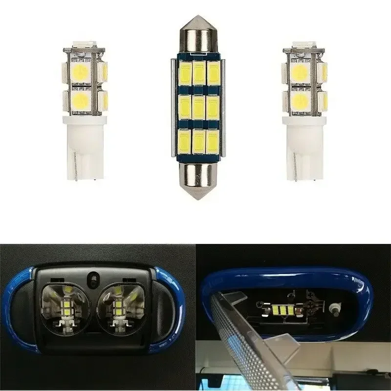 3pcs/set Car Inner White LED Dome Reading Light Bulbs Auto Interior Replacement Accessories For 2007-2018 Jeep Wrangler JK