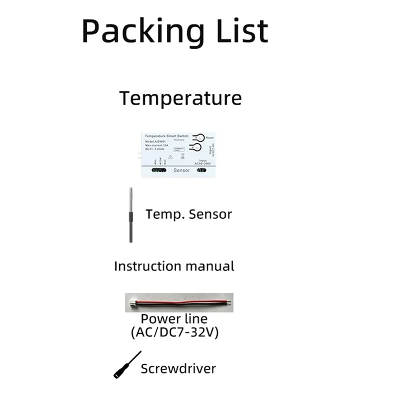 【ABUP】3X Tuya Wifi Temperature Switch Sensor 2.4G Wifi Temperature Switch Sensor Smart Switch With 1M Temperature Probe