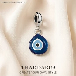 Nazar Eye Solid 925 Sterling Silver Dangle Charm Protection Pendant Women Summer Fine Jewelry