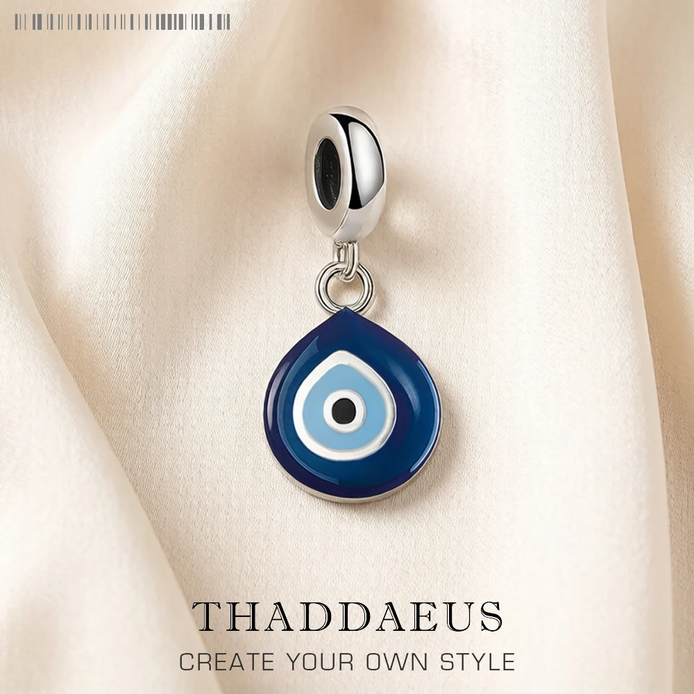 Nazar Eye Solid 925 Sterling Silver Dangle Charm Protection Pendant Women Summer Fine Jewelry