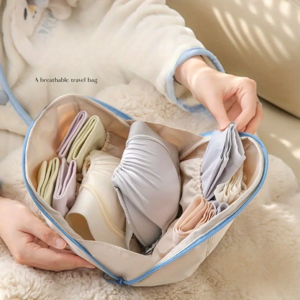 

3in1 Travel Organizer Underwear Socks Clothes Portable Polyester Storage Bag with Zippered Easy Packing Cloth Storage Daily Use