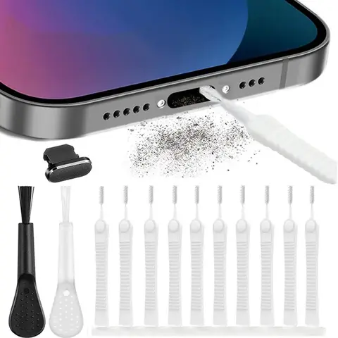 휴대 전화 충전 포트 iPhone 용 먼지 플러그 제거 클리너 키트 Samsung Xiaomi Universal Phones 방진 청소 브러시
