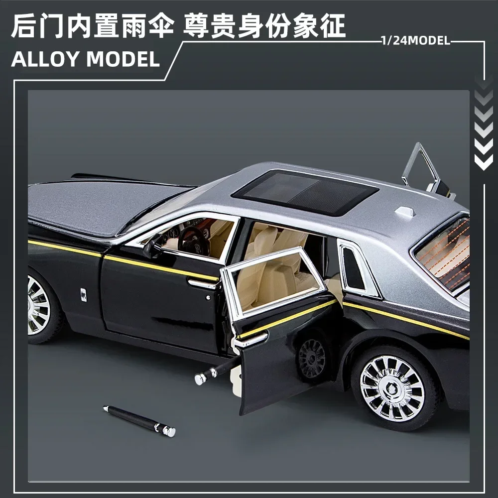 1:24 Rolls-Royce Fantoom Starry Sky Top Auto Simulatie Geluid En Licht Terugtrekken Legering Auto Model Decoratie Jongen Speelgoed Auto Cadeau C33