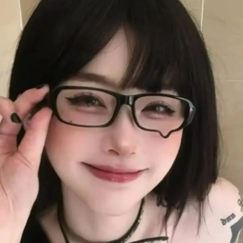إطار نظارات بدون عدسات أنيمي دموع إطار أسود نمط Kawaii للجنسين إطار نظارات Y2K نظارات ريترو جمالية زي الهالوين
