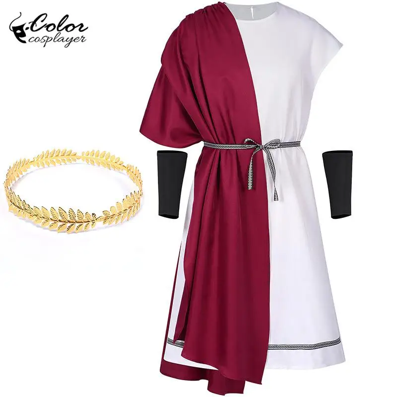 

Color Cosplayer Vintage Greece Gown Men Medieval Dress Halloween Ancient European Cosplay Costume Stage Performance Clothing