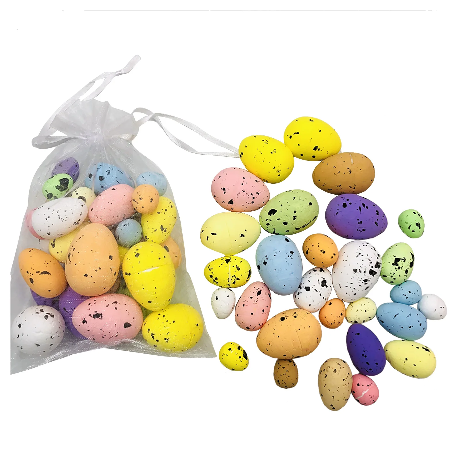 30Pcs Foam Easter Eggs Happy Easter Decorations Painted Bird Pigeon Egg DIY Crafts Favor For Kids Festival Party Home Decoration