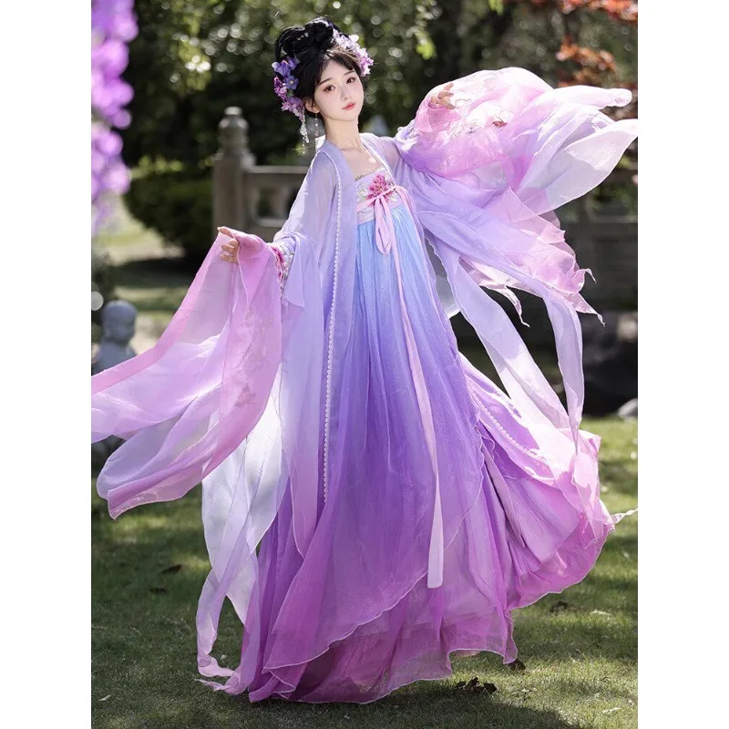 

Peony Flower God Tang Style Hanfu Women Spring Summer Fairy Hezi Dress Chinese Style Full Set