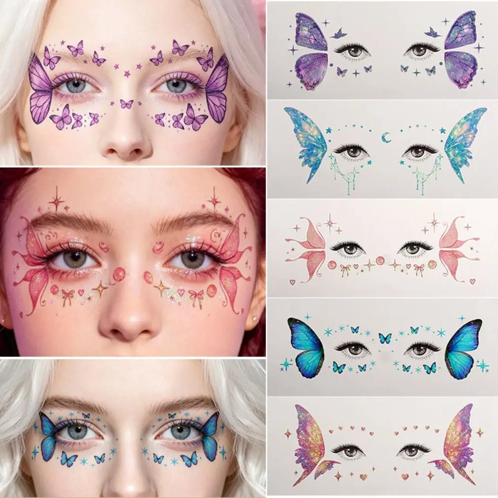 5PCS Butterfly Face Tattoo Sticker Glitter Star DIY Makeup Butterfly Face Tattoo Lazy Supplies Easy Install