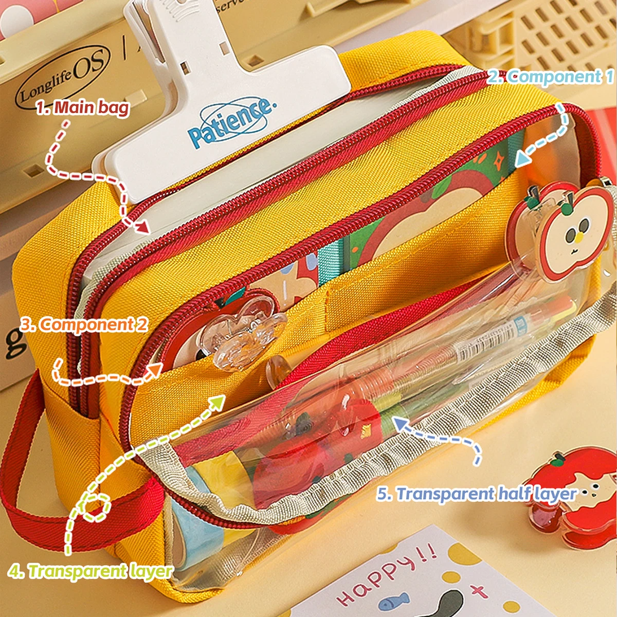 Large Capacity Pencil Bag Japanese Ins Style Multifunctional Bag Simple School Stationery Organizer for Junior High Students