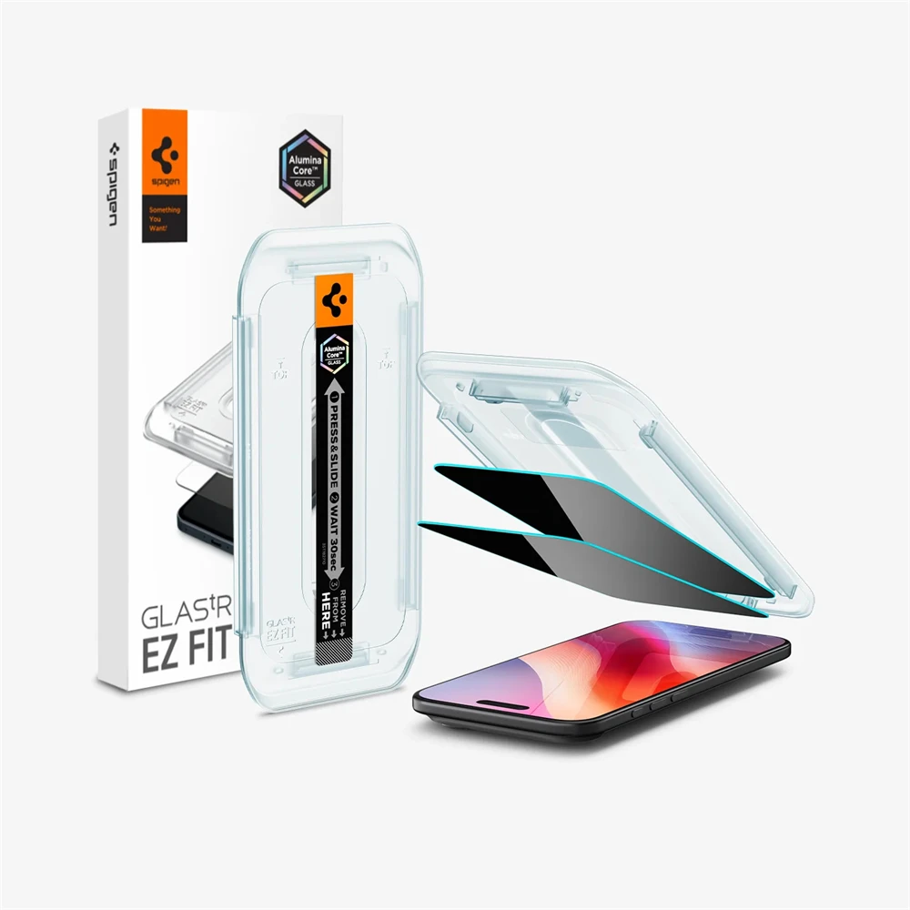 2 Stück Spigen Glas.tR EZ Fit Sensor-Schutzfolie für iPhone 18 17 Pro Max 16 15 14 Plus Air Panzerglas Sichtschutzfolie – Detail 1