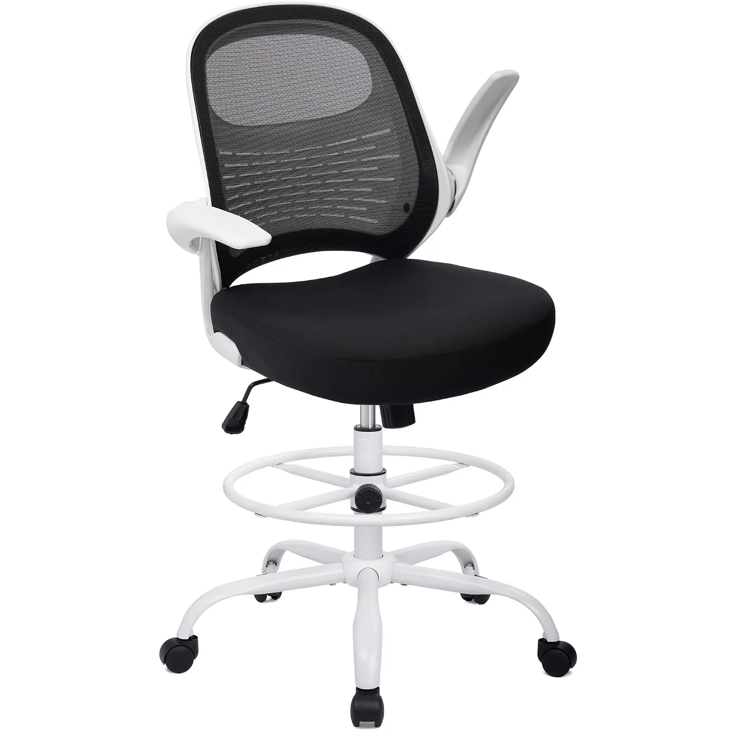 Tall Drafting Chair Flip-Up Armrests Adjustable Height Ergonomic Stool with Footrest Ring for Standing Desk, Customized