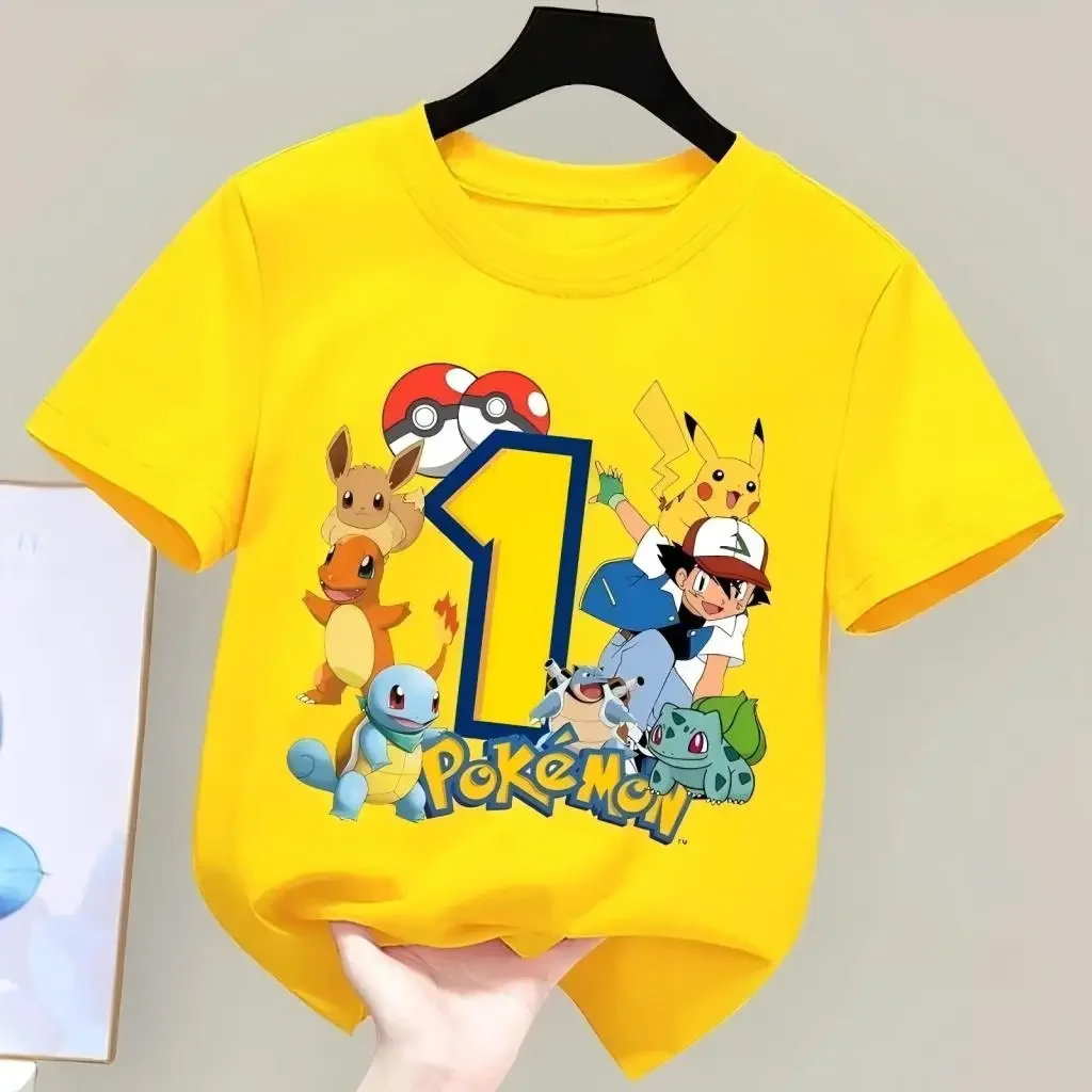 2026 Neues Kinder-T-Shirt mit Cartoon-Zahlen-Print, Kurzarm-T-Shirt mit Cartoon-Geburtstagsmotiv 1-9 für Jungen und Mädchen, Sommer-Mode-Kinder-T-Shirt – Detail 3