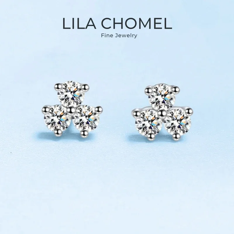 Women Valentine's Day 18K White Gold Wedding Earplug Earrings 0.6CT Moissanite Diamond Girl Friend Birthday PT950 Lover Gift