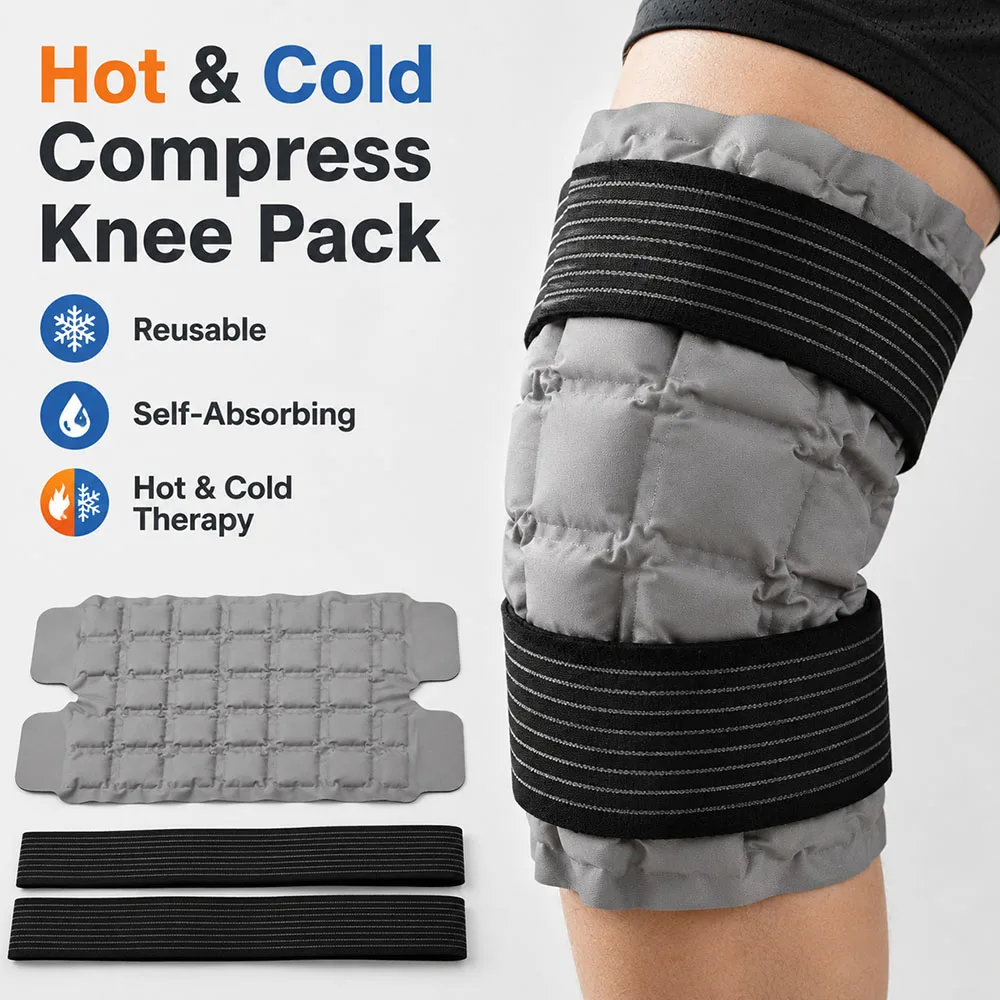Reusable Hot Cold Compress Knee Elbow Pack Self Absorbing Water Ice Heat Wrap Adjustable Gel Pad for Pain Relief Swelling