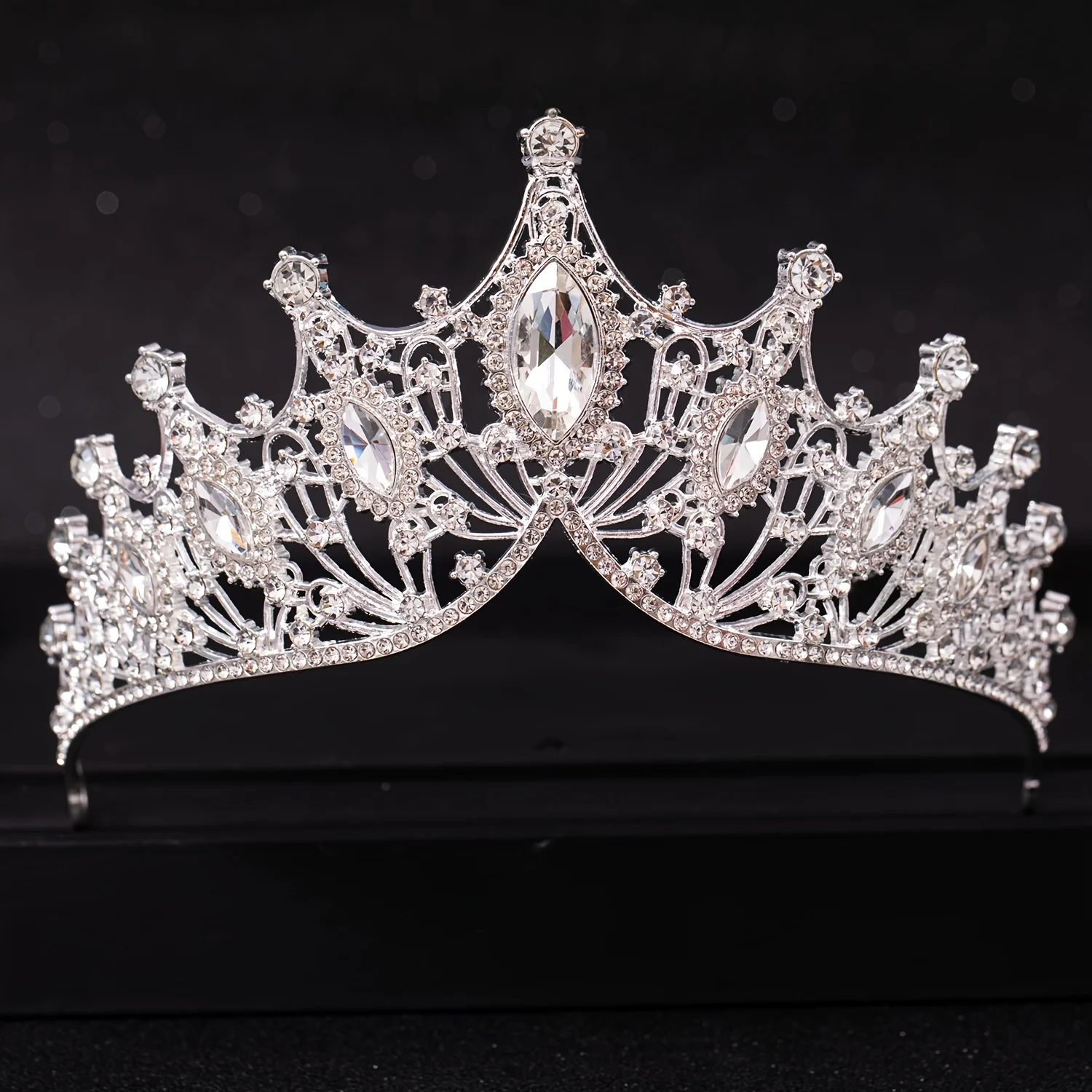 Wedding Hair Tiara Crystal Bridal Tiara Crown Silver Color Diadem Veil Tiaras Wedding Hair Accessories Headpieces Head Jewelry