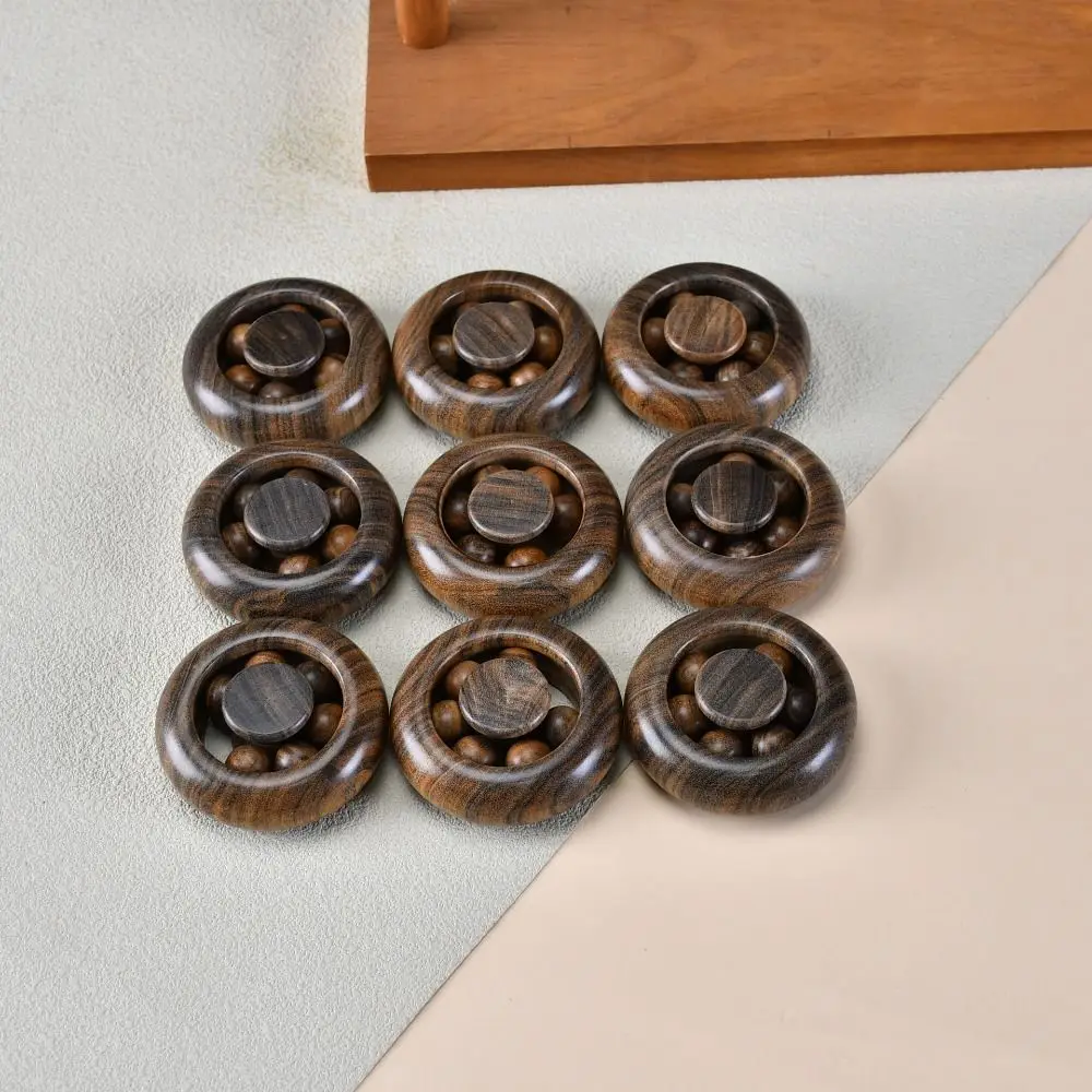 Solid Wood Wooden Fortune Bead Round Small Decorative Model Stress Relief Fidget Portable Smooth Surface Fidget Spinner