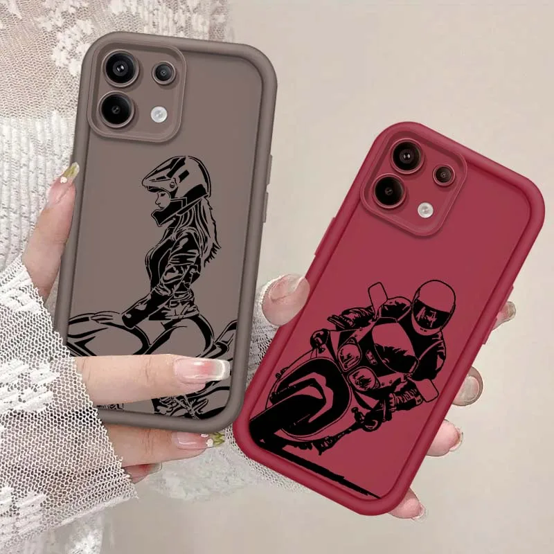 

Cool motorcycle rider Phone Case For Xiaomi Mi Poco X3 X4 X5 X6 M4 M5 M5s M6 F4 F5 F6 Pro GT Plus 5G Eye Ladder Cover