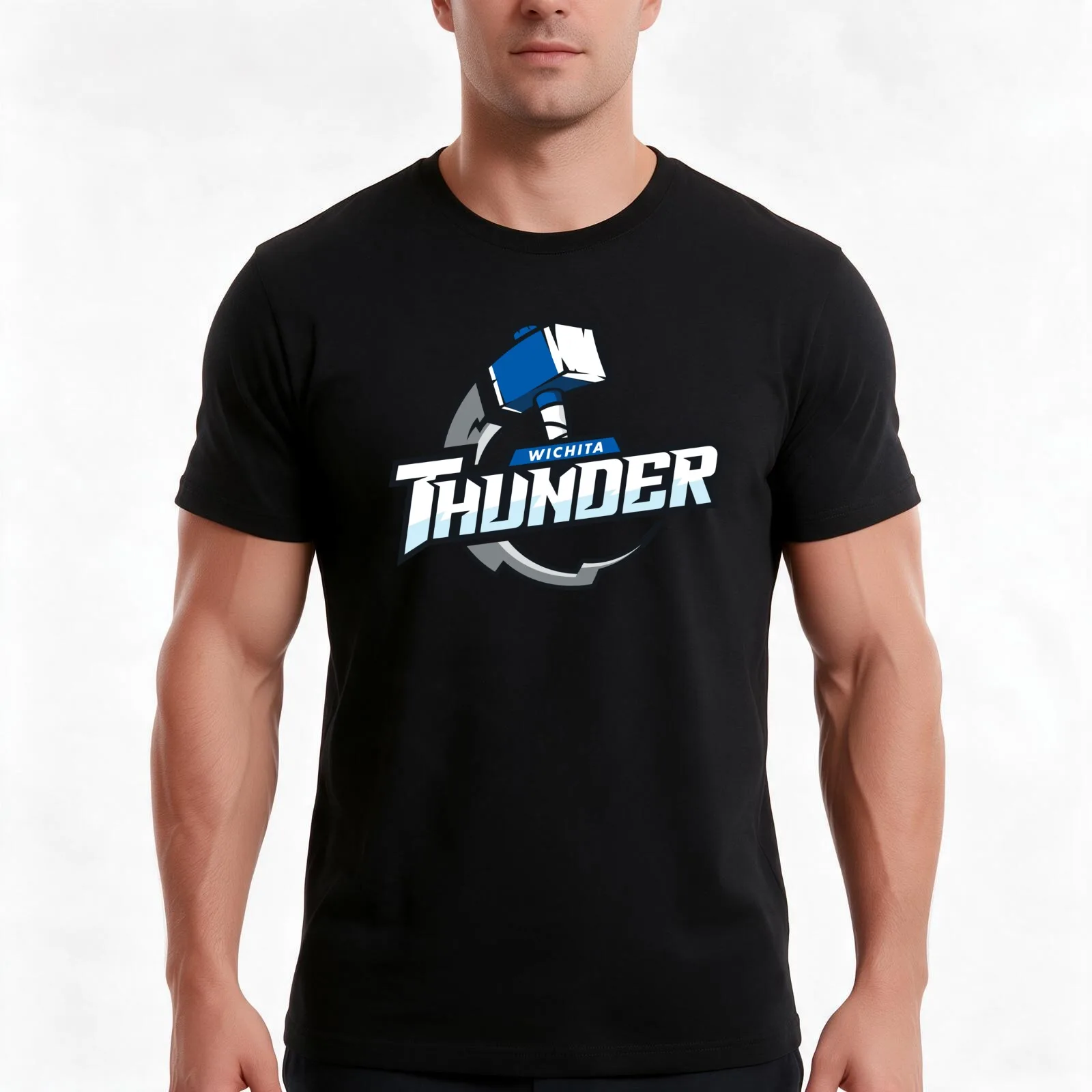 Wichita Thunder T-Shirt, Summer Casual Cotton Tee, Oversized Streetwear Tops, Vintage Graphic Print, Loose Fit Short Sleeve