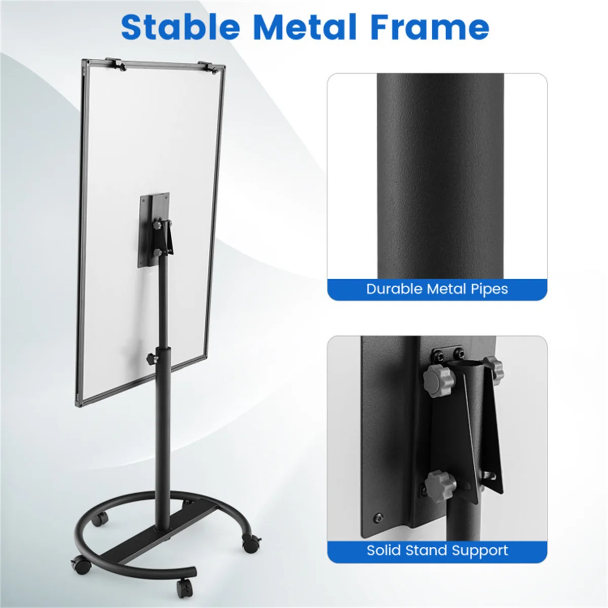 미국 재고 자석 화이트보드, 둥근 스탠드 종이 클립이 있는 높이 조절 가능한 모바일 화이트보드 40"(L) x 26"(W) 빠른 배송