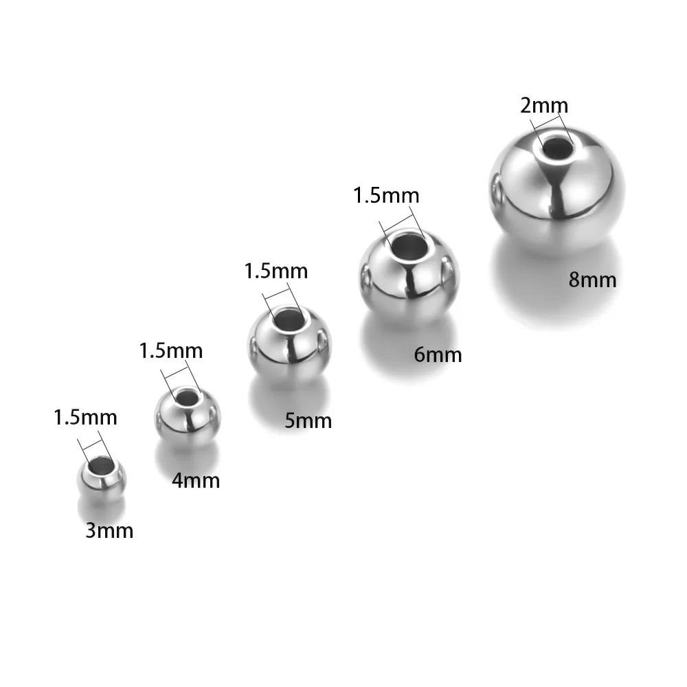 3mm 4mm 6mm 8mm Edelstahl Roségoldfarben Schwarze Zwischenperlen Charm Lose Perlen DIY Armbandperlen für Schmuckherstellung – Detail 3