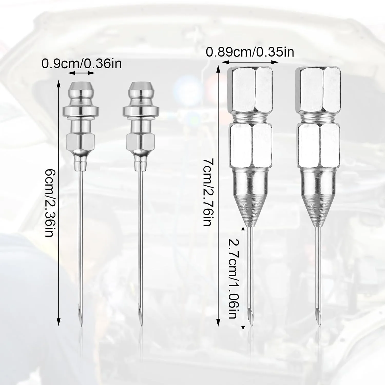 4pcs Grease Nozzle Needle - Tip Adapter for Narrow Spaces & Deep Holes