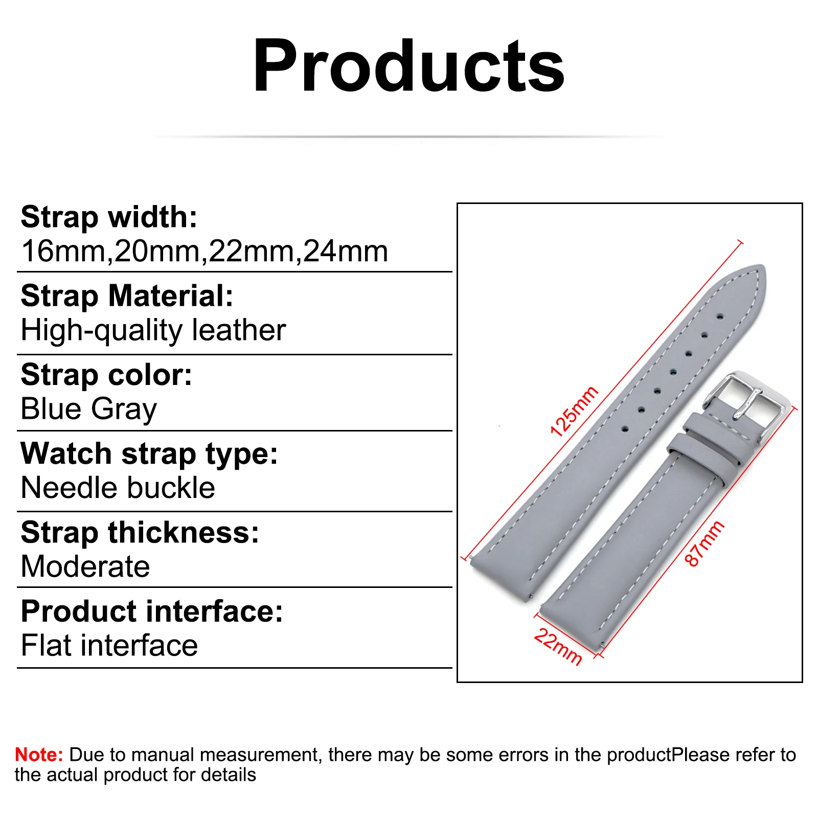 Kitykiss-スマートウォッチバンド、クイックリリース、プレミアムウォッチバンド、ブルー、グレー、カジュアルアクセサリー、ホリデーギフト、16mm、20mm、22mm、24mm