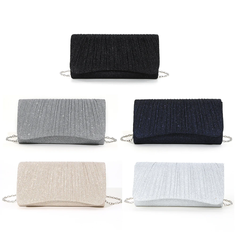 

Women Shiny Shoulder Bag Elegant Sparkle Clutch Bag Fashion Chain Tote Handbag Chic Cocktail Wedding Clutch