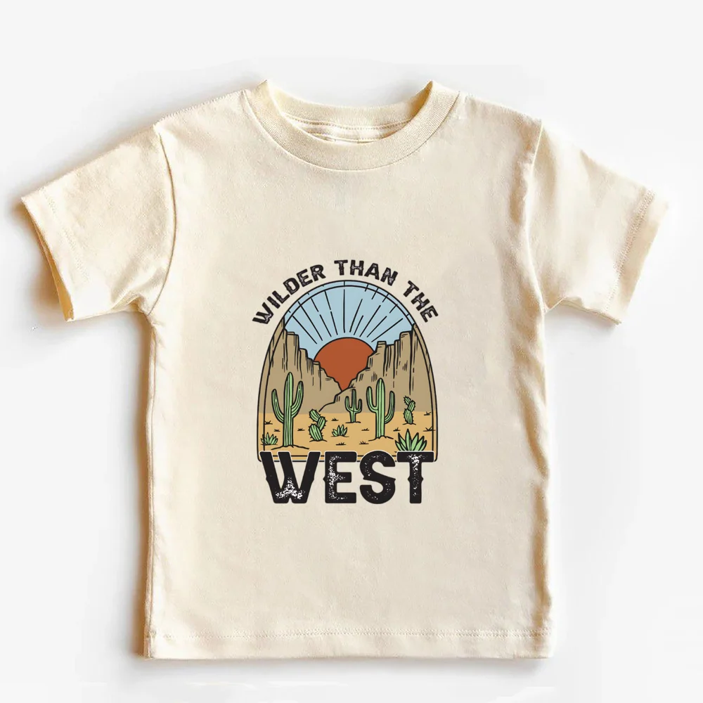 Wilder Than The West Toddler Shirt  Vintage Desert Kid Short Sleeve Tee Western Natural Toddler & Youth Tee Clothes