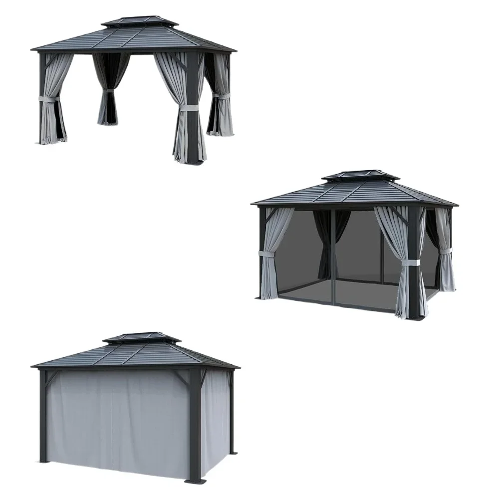 Hardtop Gazebo,Galvanized Steel Outdoor Aluminum Single Top Canopy