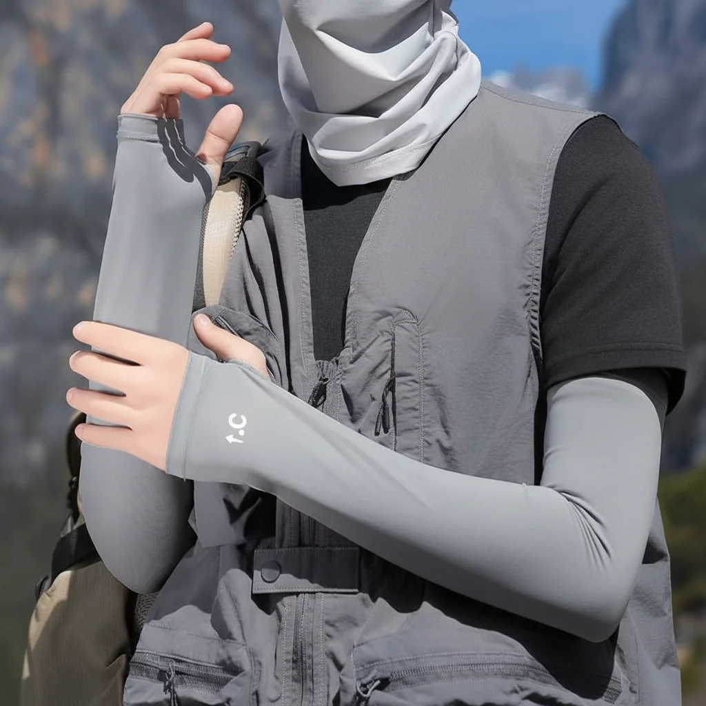 Summer Cycling Sleeve Arm Sleeve Unisex Lightweight Sleeves Breathable Cooling Sports Ice Sweat-Absorbent Cycling Running Hiking