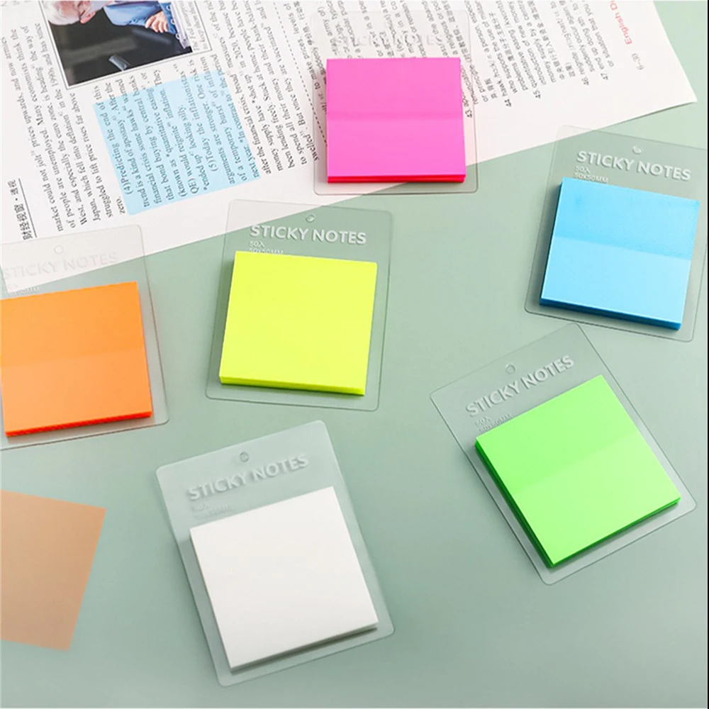 1/2PCS P Lytwtw's Stationery School Supplies Transparent Candy Color Sticky Notes Memo Pad Office Sticker Self-Adhesive Notepad