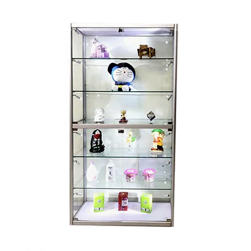 

Custom. aluminium frame cheap cheap glass display showcase cabinet LED light tempered glass display for product display