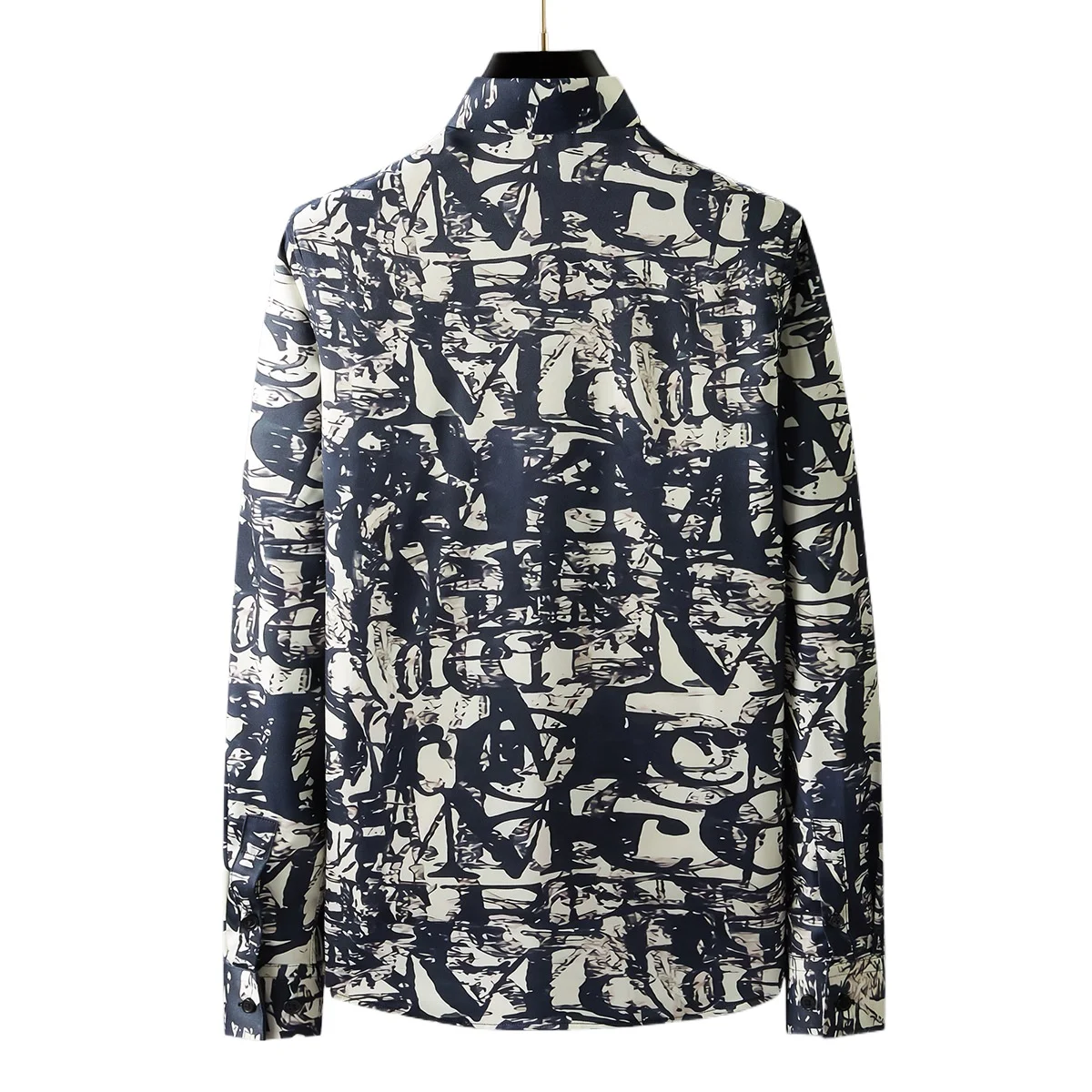 British Style Printed Shirt for Men Luxury Social Casual Shirts Streetwear Business Dress Shirts Man Stage Performance Costumes