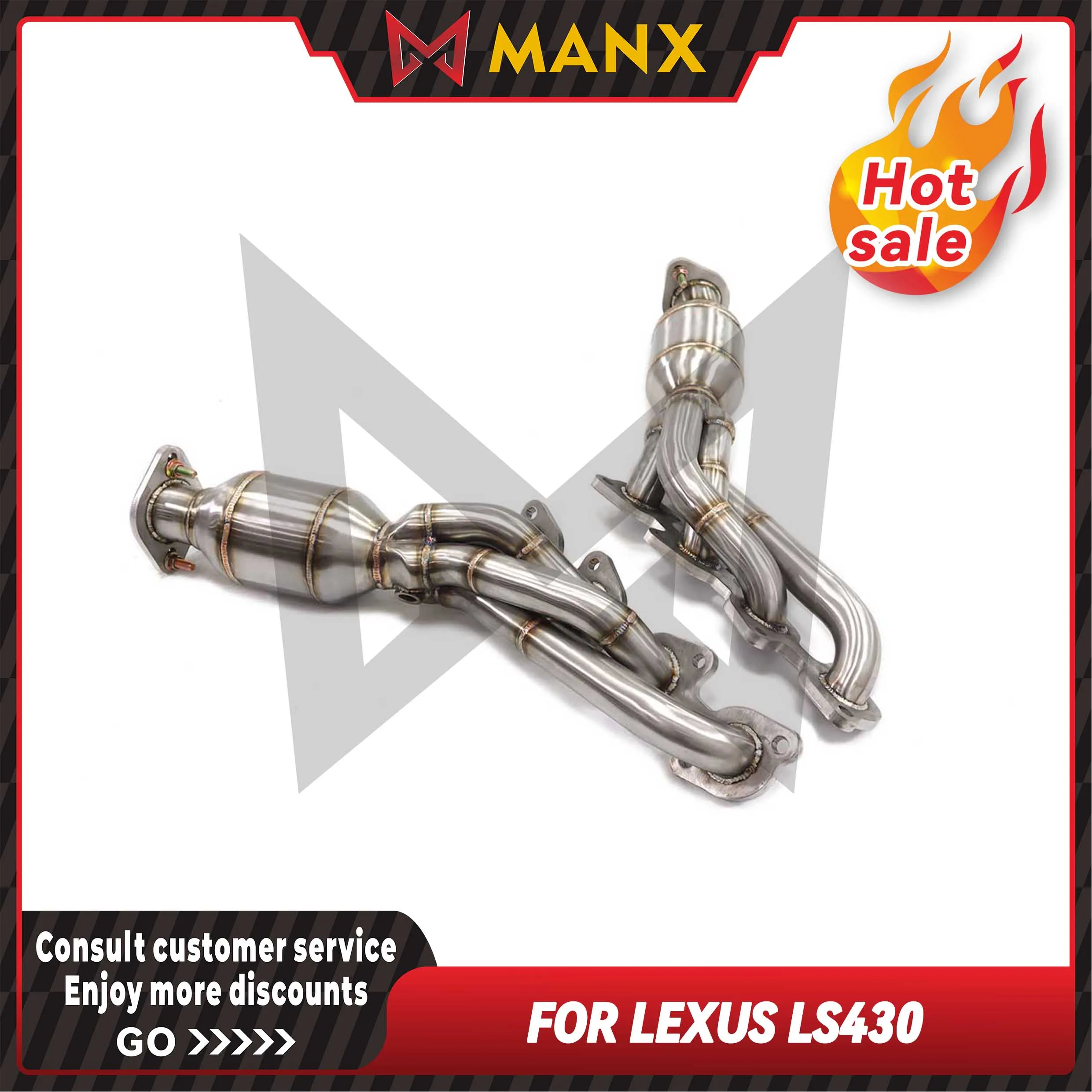 MANX Manifold for Lexus LS430 Car Exhaust system High Performance Exhaust pipe Brushed Stainless Steel Header