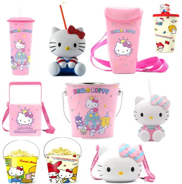 

Original Hello Kitty Light Up Figure Cup Cute Seated Straw Cup Popcorn Bucket Cinema Collectible
