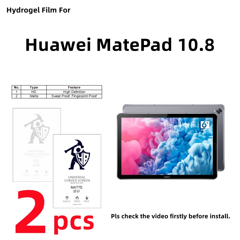 2pcs HD Hydrogel Film For Huawei MatePad 10.8 Matte Screen Protector For Huawei MatePad 10.8 Clear/Frosted Full Cover Protection