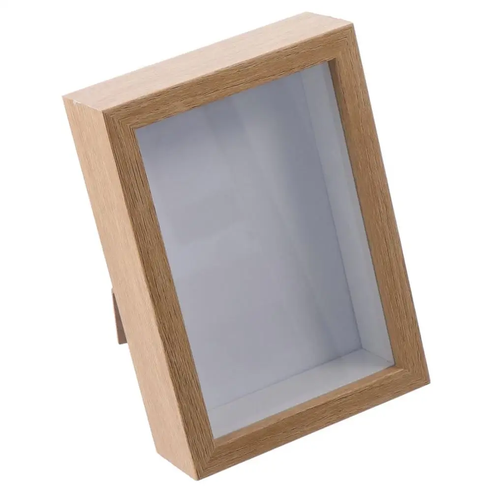 Portable Multi-size Shadow Box Frame Rectangular Natral Wood Black Wooden Photo Frame Acrylic Display Case Flora Ticket Crafts
