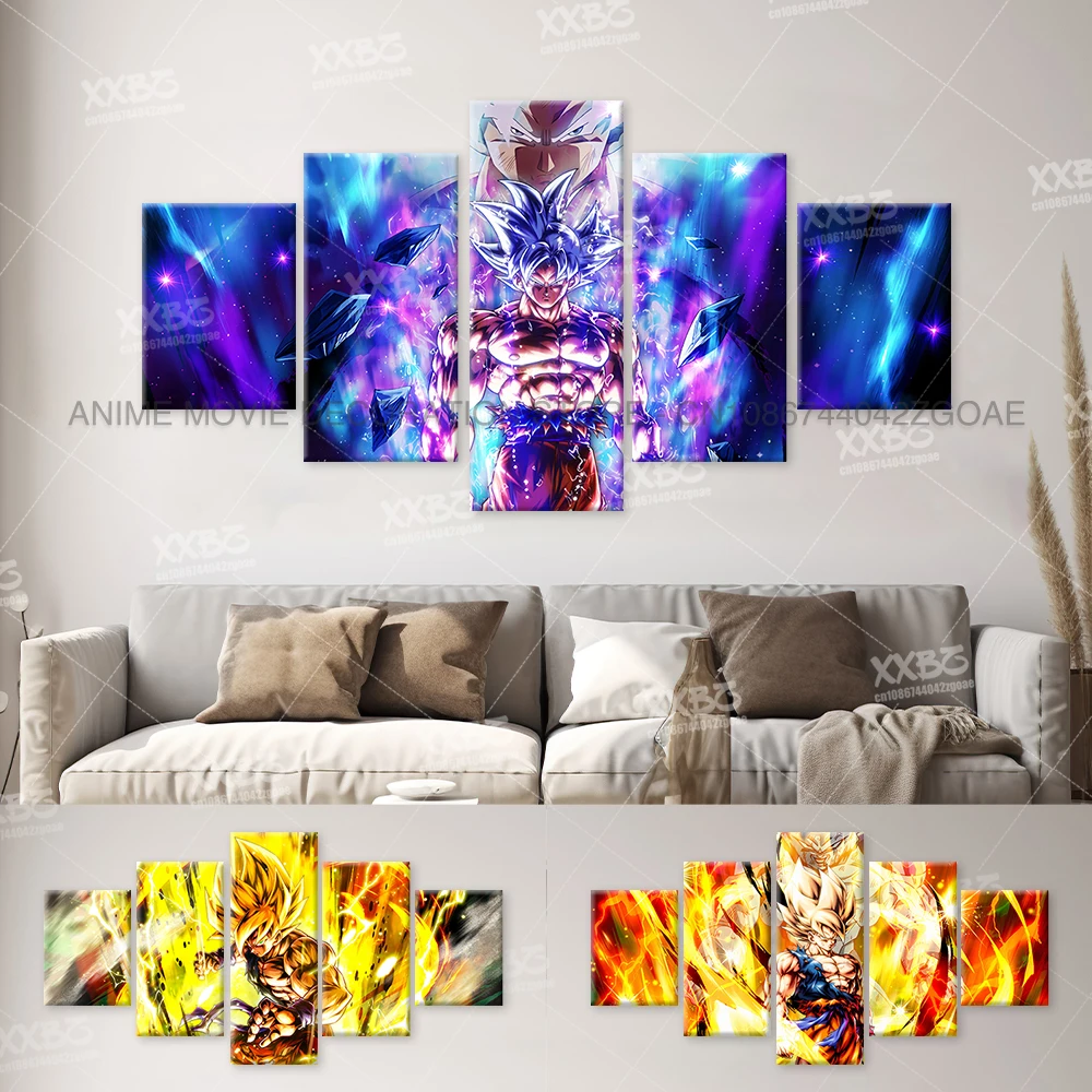 

5PCS Anime Dragon Ball Character Wall Artwork Paintings Picture Hd Prints Home Decoration Cartoon Canvas Poster For Living Room