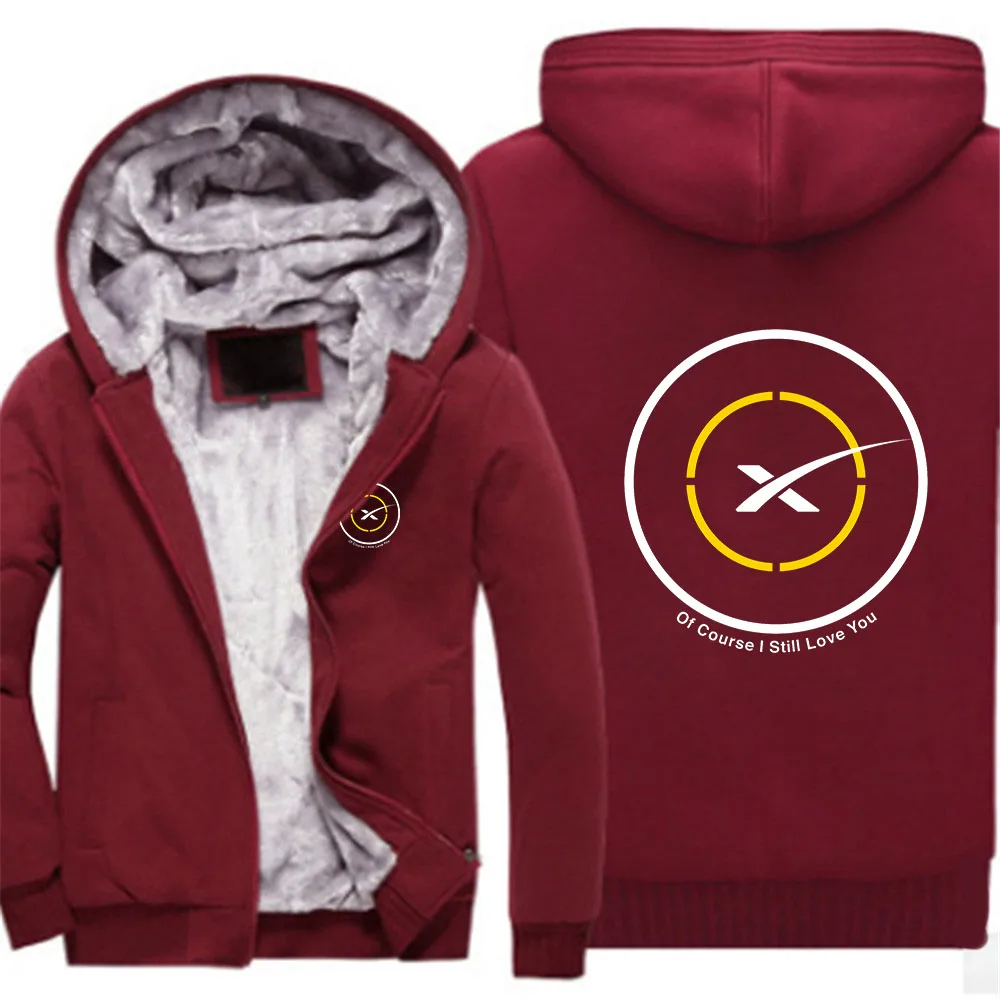 

2025 Thicken Hooded Warm Hoodies Autumn And Winter Man's Cold-Proof Coat SPACEX SPACE X LOGO ELON Logo Print Comfortable Jacket