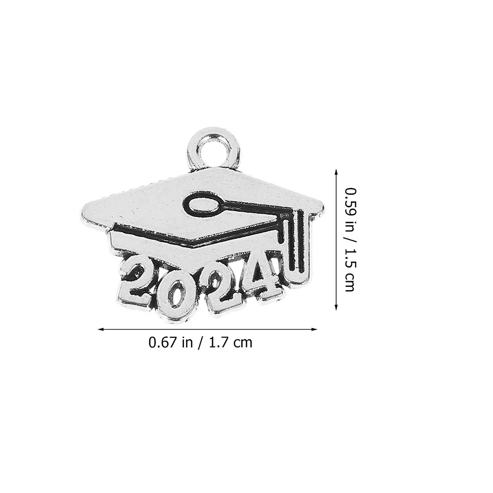 

150Pcs 2024 Grad Cap Pendants Metal Number Charms for DIY Jewelry Accessories Graduation Charms Graduation Party Favors