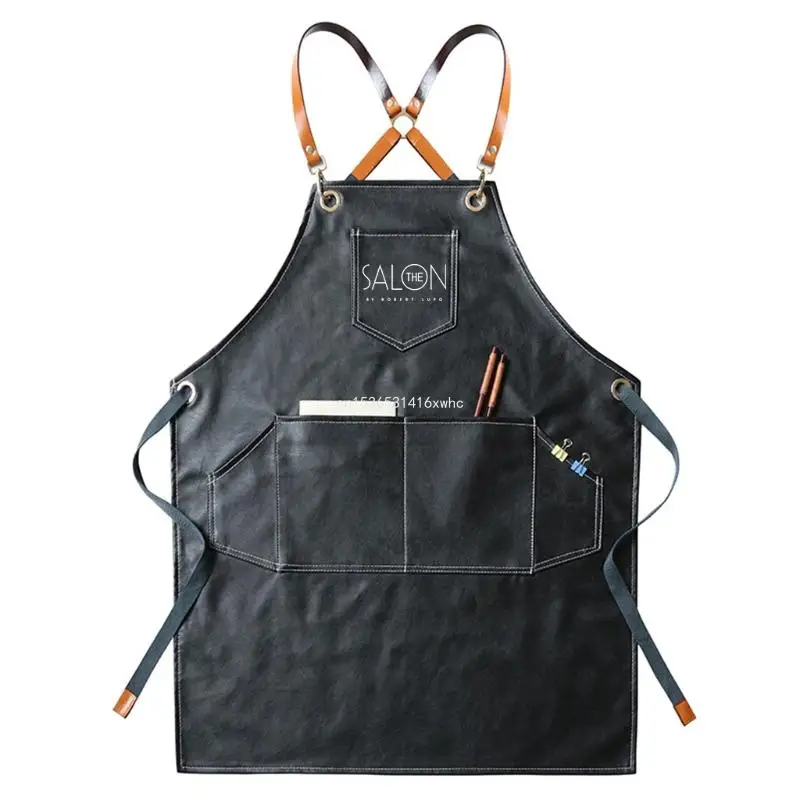 

Dropship PU Working Apron for Cross Back Adjustable Chef Apron Multi-pocket Sleeveless