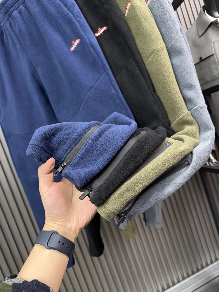 Pantalones casuales de retención de calor de doble cara cálidos de invierno para hombres Pierna recta Faionable Urban Sle Color