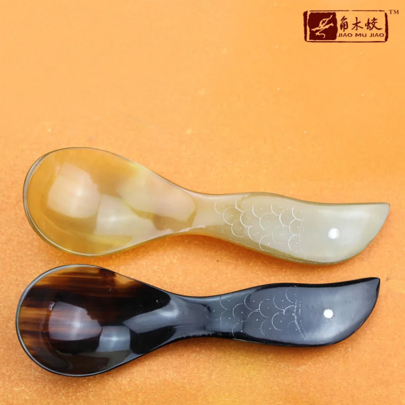 

170 Handmade yak horn fish tail handle spoon Spoon in stock Unique little spoon